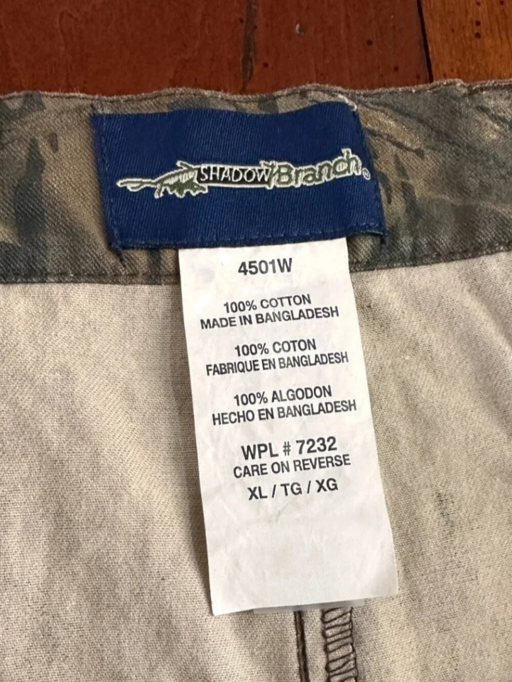 Shadow Brand Mossy Oak Camo Cargo Pants Mens XL 100% Cotton Hunting Outdoor